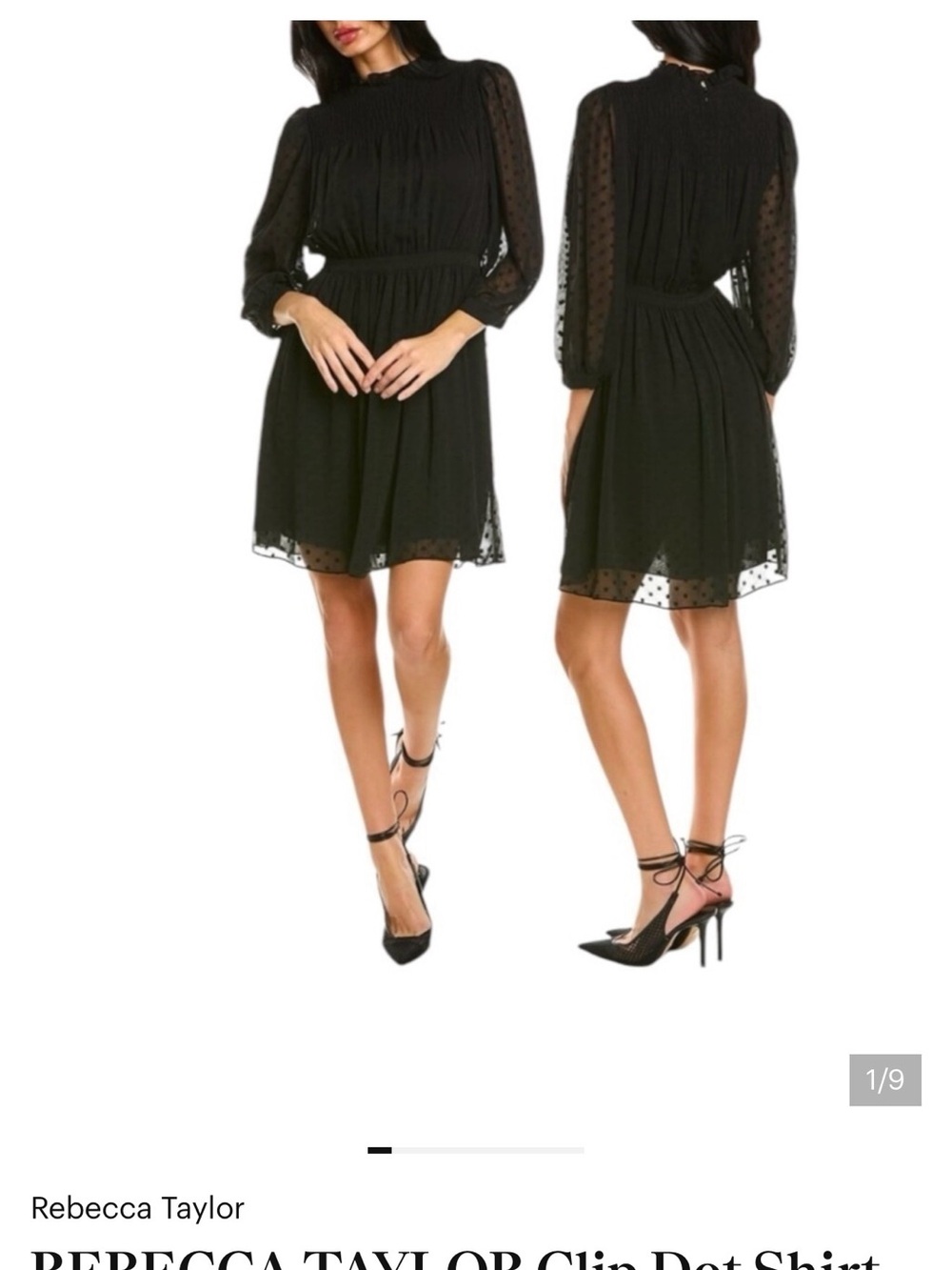 Rebecca Taylor Black Clip Dot Mini Dress